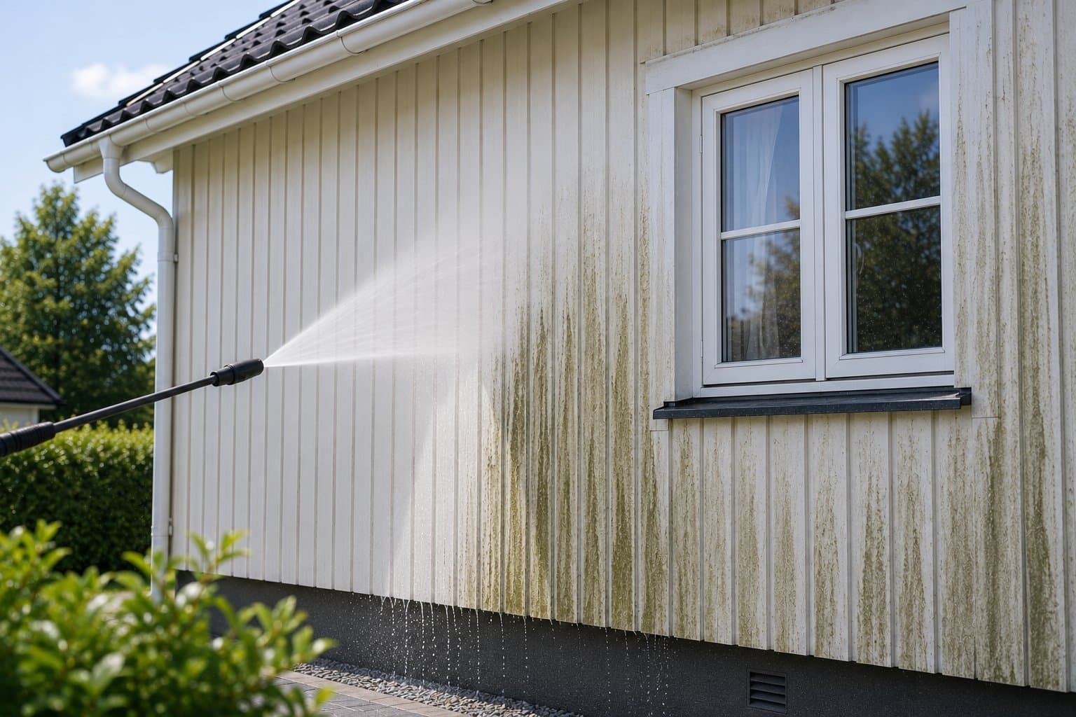 Professionell fasadtvätt av träfasad